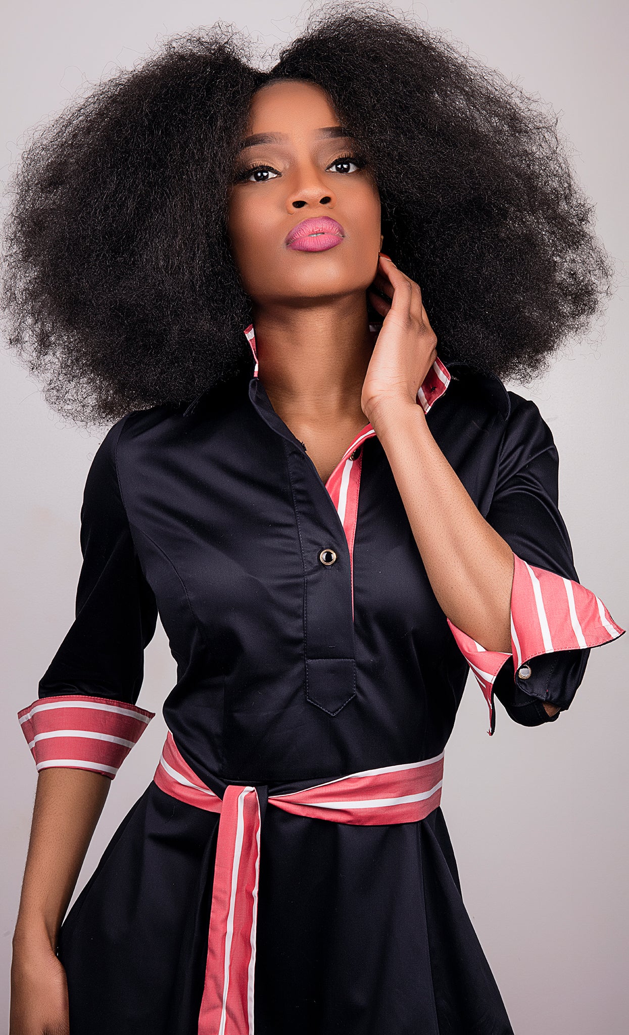 Shirt dress with 3/4 sleeve