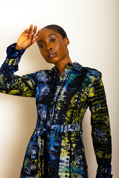 Hand Dyed Batik Trench Dress Qyoot Hand Dyed Batik Trench Dress Qyoot