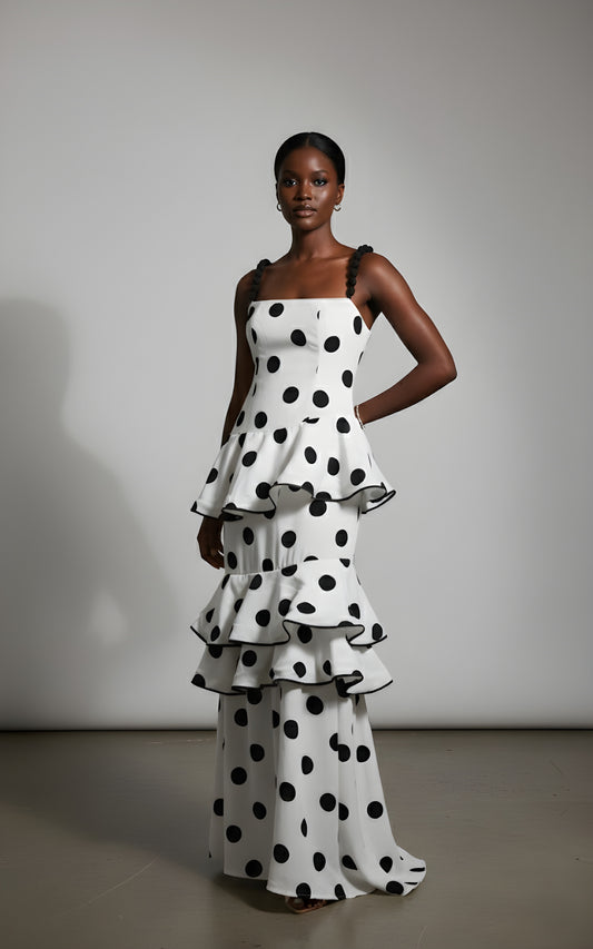 Polka Dot Tiered Maxi Dress